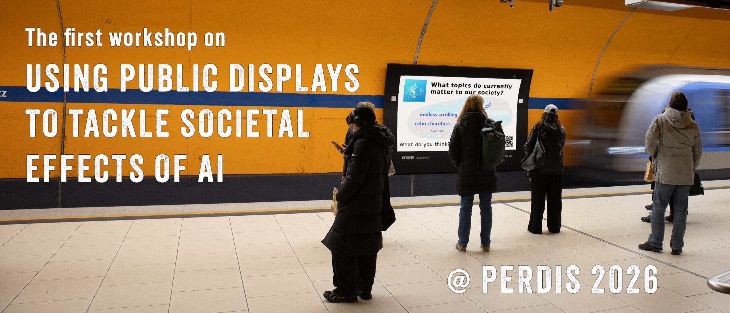 The first workshop on Using Public Displays to Tackle the Societal Effects of AI, taking place at PerDis 2026.