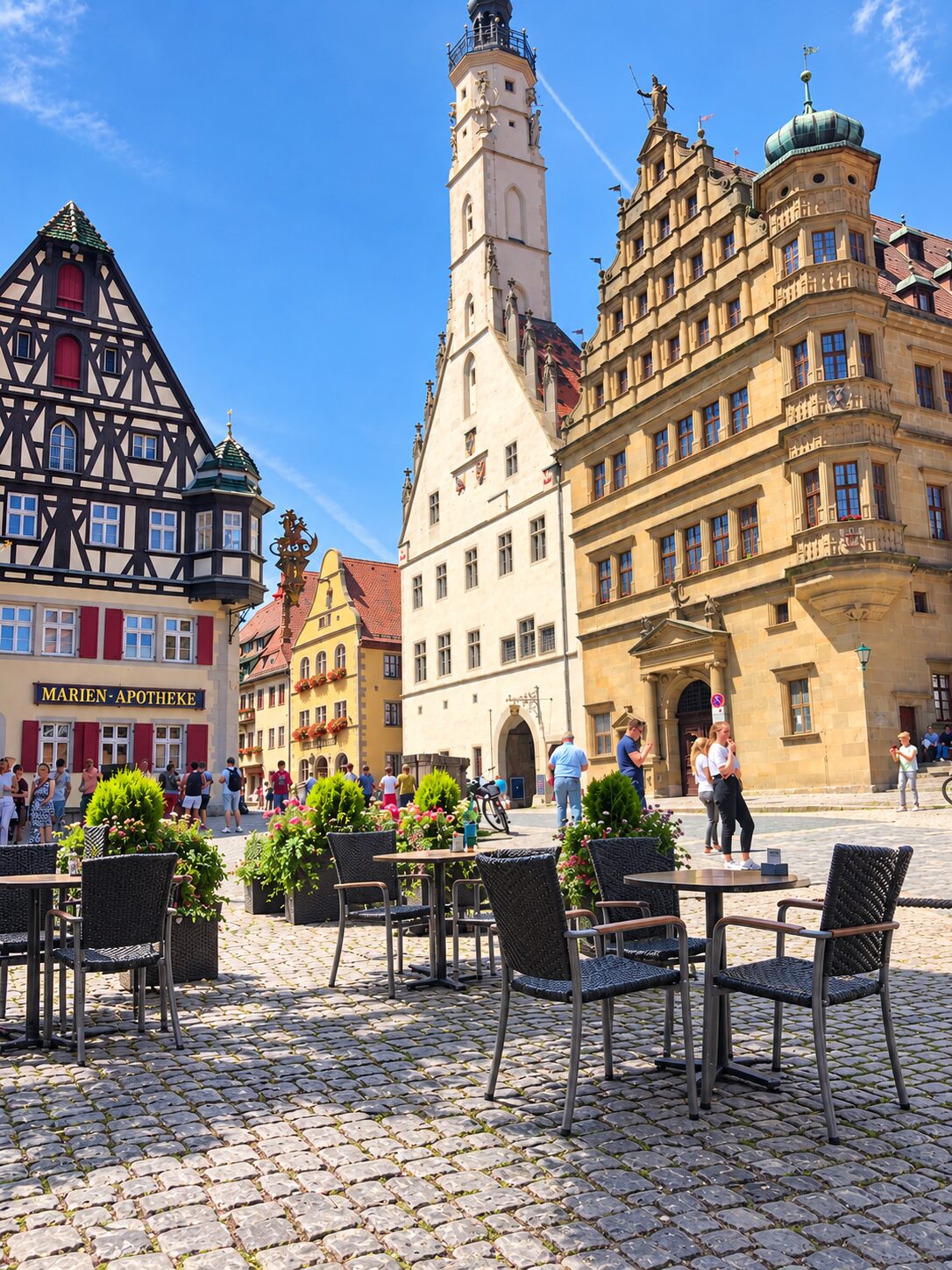 Marktplatz in Rothenburg ob der Tauber with the town hall